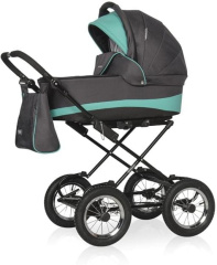 Коляска 2 в 1 Riko Basic Alfa Ecco Classic 04 черно-голубой