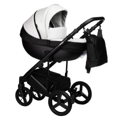 Коляска 2 в 1 Indigo TOUR ECO Te 10 (черная кожа+белая кожа)