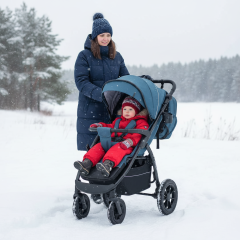 Коляска прогулочная Indigo EPICA XL AIR с сумкой синий