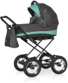 Коляска 2 в 1 Riko Basic Alfa Ecco Classic 04 черно-голубой