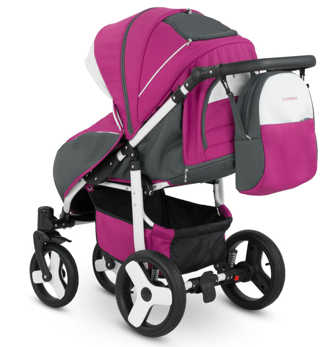 Прогулочная коляска Camarelo Elf белая рама фуксия/темно-серый