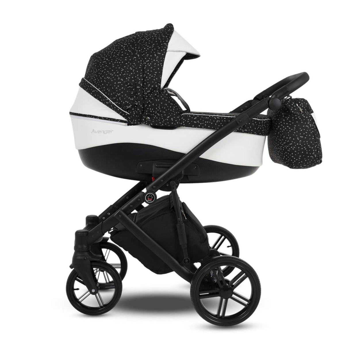 Коляска Camarelo Avenger 3 в 1 черный жаккард/белая экокожа