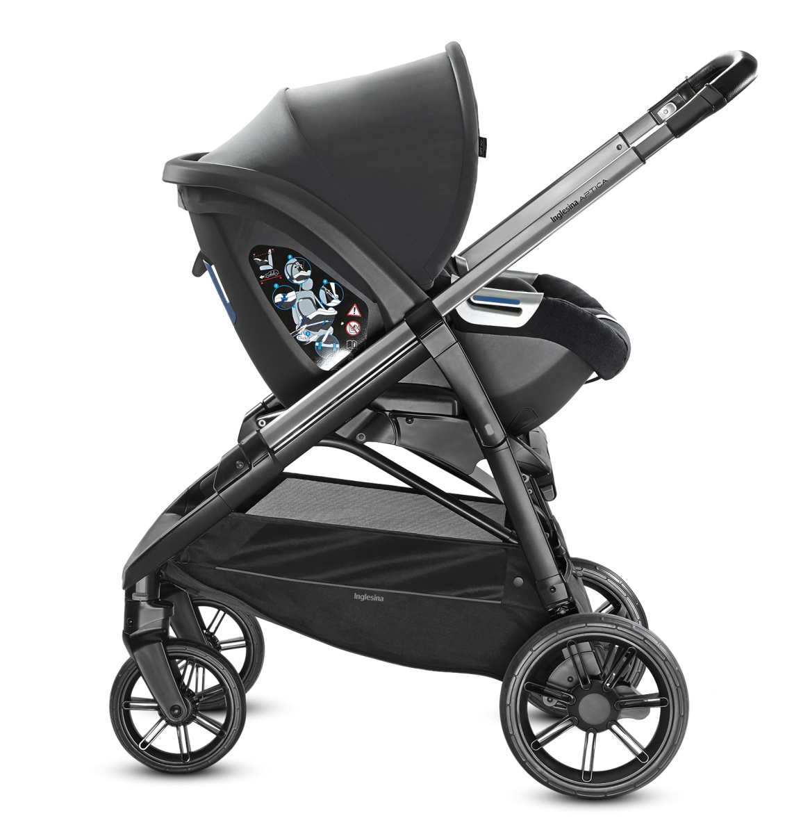 Коляска 3 в 1 Inglesina Aptica с подставкой под люльку Stand Up, Mystic Black