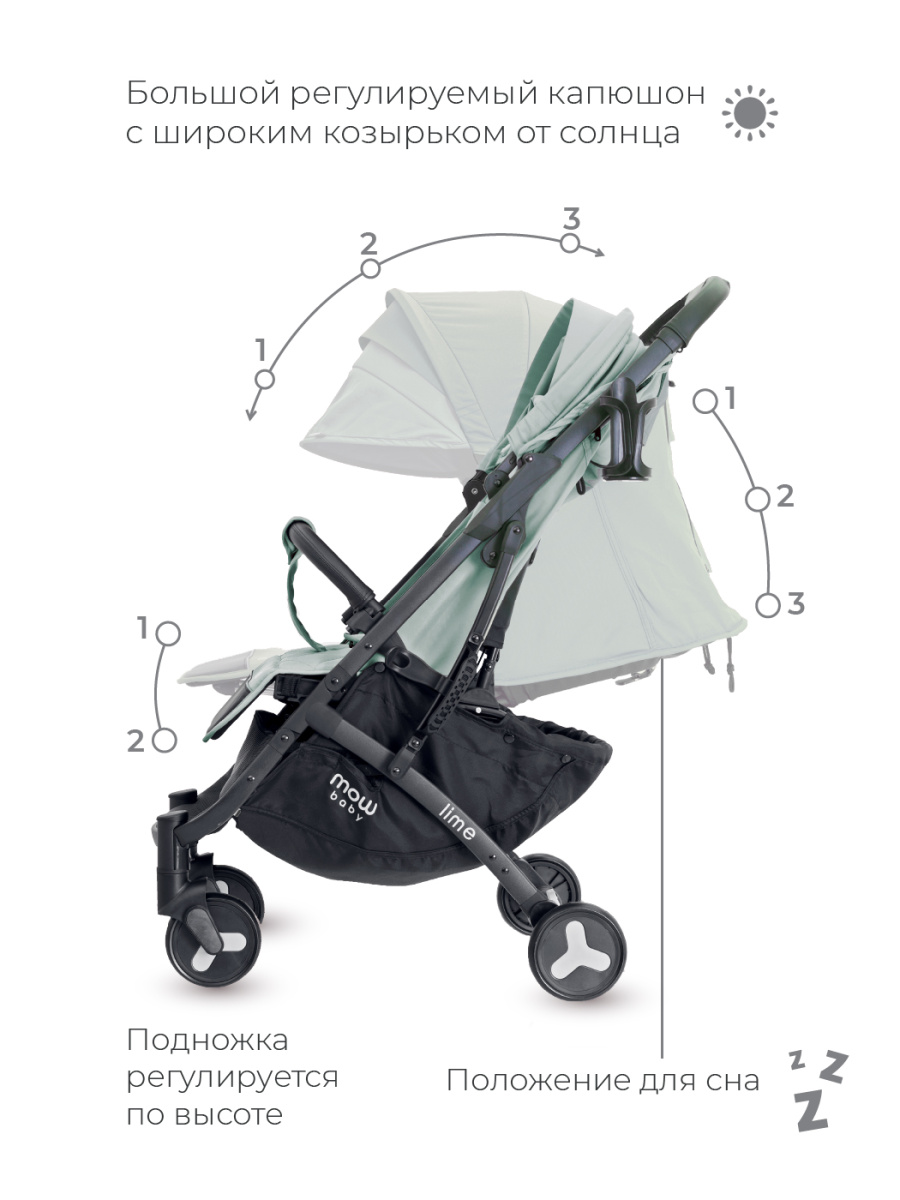 Коляска прогулочная Mowbaby Lime MB100 Mint. Цвет: Мятный