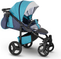 Прогулочная коляска Camarelo Elf экокожа черная рама голубой джинс/серый
