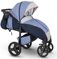 Прогулочная коляска Camarelo Elf экокожа черная рама синий джинс/серый