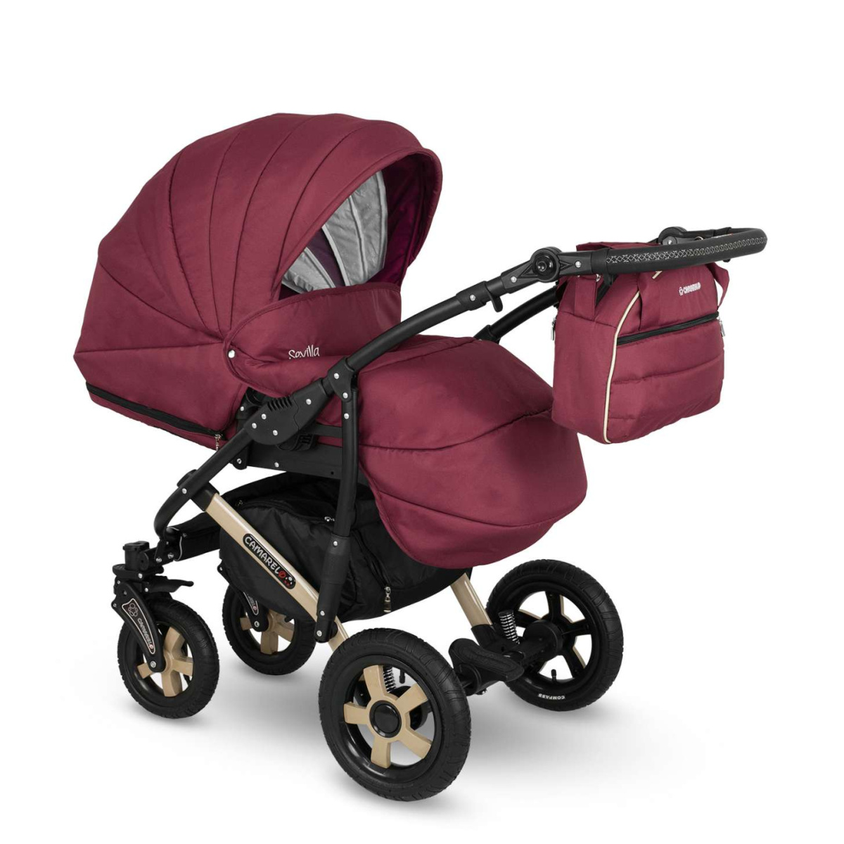 Коляска Camarelo Sevilla WXSE 3 в 1 бордовый